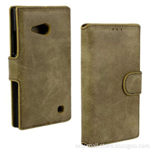 Frosted Wallet Style Phone Leather Flip Back Cover Case for Nokia Lumia 730